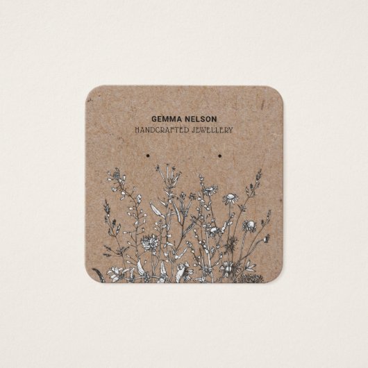 Earring Square Display Card ・ Rustikale Wildblumen (Vorderseite)