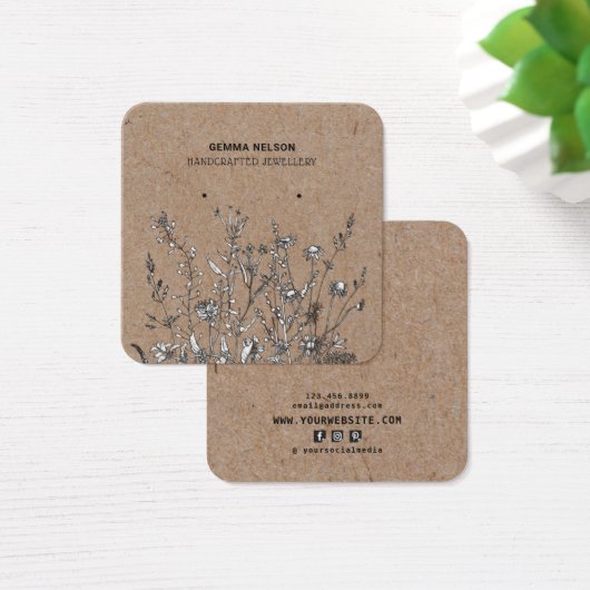 Earring Square Display Card ・ Rustikale Wildblumen (Schreibtisch)