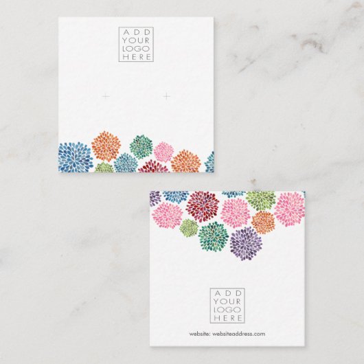Earrings Backing Cards Rainbow Add Your Own Logo Quadratische Visitenkarte (Vorne/Hinten)