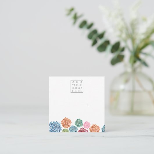 Earrings Backing Cards Rainbow Add Your Own Logo Quadratische Visitenkarte (Stehend Vorderseite)
