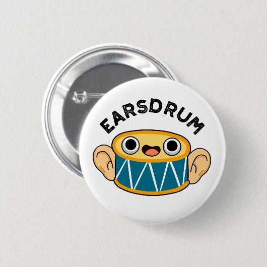 Earsdrum Funny Drummer Eardrum Pun Button (Vorne & Hinten)