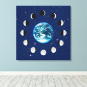 Earth and Moon Phases, on a Background of Stars Leinwanddruck (Insitu (Holzboden))