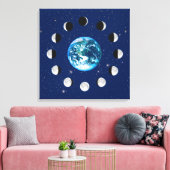 Earth and Moon Phases, on a Background of Stars Leinwanddruck (Insitu (Wohnzimmer))