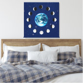 Earth and Moon Phases, on a Background of Stars Leinwanddruck (Insitu (Schlafzimmer))