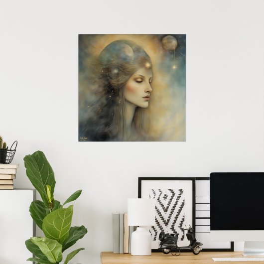 Earth Angel AI Fantasy Digital Art Print Portrait Poster (Heimbüro)