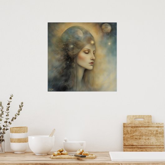 Earth Angel AI Fantasy Digital Art Print Portrait Poster (Küche)
