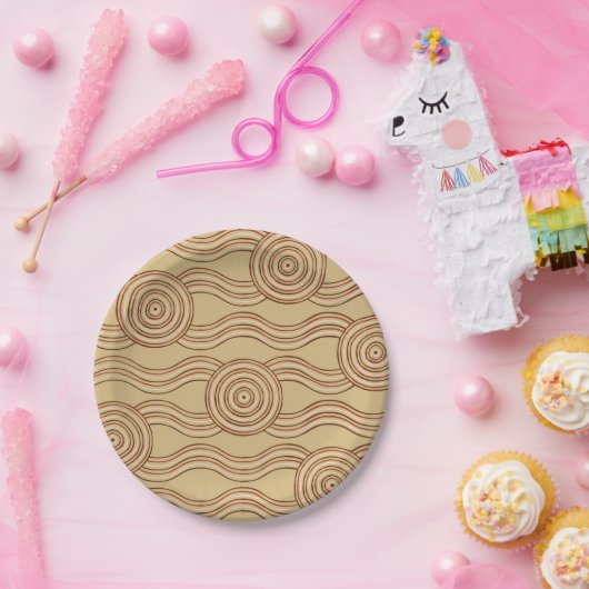 Earth Australian Dreamtime River Pattern Pappteller (Party)