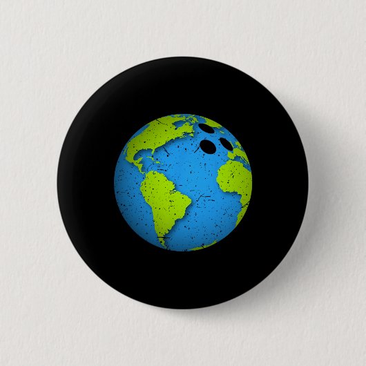 Earth Bowling Ll. Der Earth Day Favors. Funny Eart Button (Vorderseite)