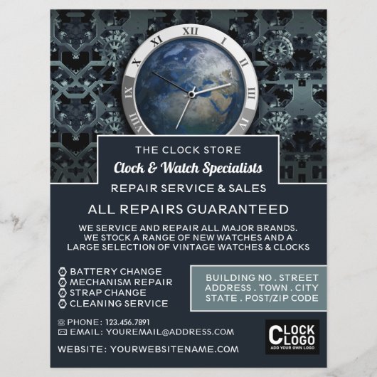 Earth Clock, Horologin Advertising Flyer (Vorne)