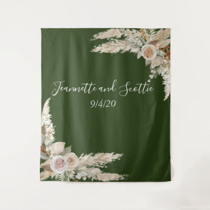 Earth Colors Wedding Pampas Grass Tan Rose Wandteppich