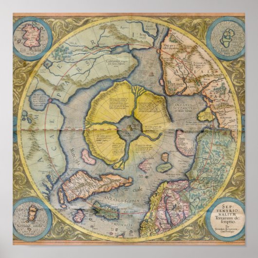 Earth Continents Vintage digitale Karten Poster (Vorne)