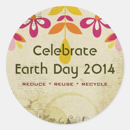 Earth Day 2014 Floral Abstrakt Stickers (Vorderseite)