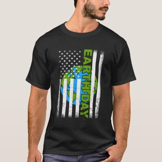 Earth Day 2022 American Flag Environmental Awarene T-Shirt (Vorderseite)