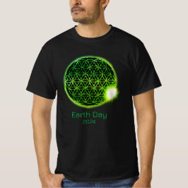 Earth Day 2024 Green Sparkling Blume of Life T-Shirt