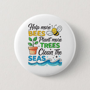 Earth Day 2025 Gerettet Bienen Pflanze Bäume Saube Button