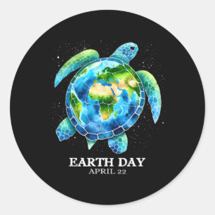 Earth Day 2025 Liebe Earth Sea Turtle Art Rett The Runder Aufkleber