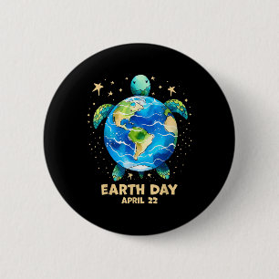 Earth Day 2025 Restore Earth Sea Turtle Art Rett T Button
