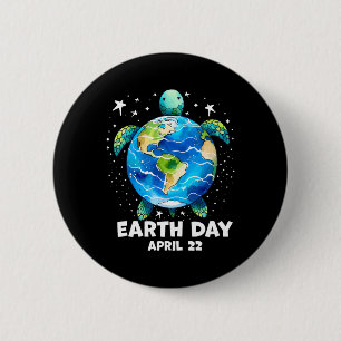 Earth Day 2025 Restore Earth Sea Turtle Art Rett T Button