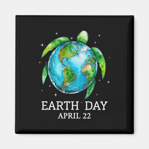 Earth Day 2025 Restore Earth Sea Turtle Art Rett T Magnet