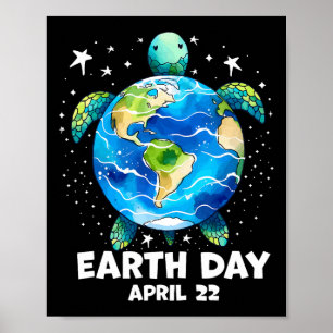 Earth Day 2025 Restore Earth Sea Turtle Art Rett T Poster