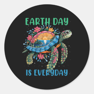 Earth Day 2025 Restore Earth Sea Turtle Art Rett T Runder Aufkleber