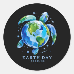 Earth Day 2025 Restore Earth Sea Turtle Art Rett T Runder Aufkleber