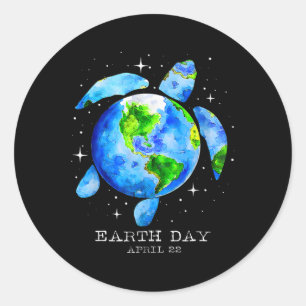 Earth Day 2025 Restore Earth Sea Turtle Art Rett T Runder Aufkleber