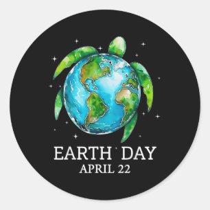 Earth Day 2025 Restore Earth Sea Turtle Art Rett T Runder Aufkleber