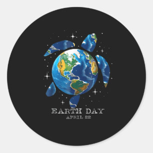Earth Day 2025 Rett Earth Sea Turtle Art Rett The Runder Aufkleber