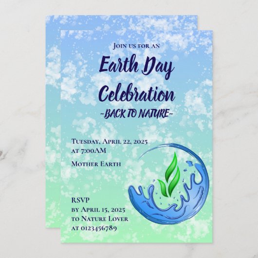 Earth Day 2025 Unser Power Unser Planet-Wappen Einladung (Vorne/Hinten)