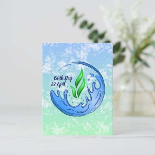 Earth Day 2025 Unser Power Unser Planet-Wappen Postkarte (Stehend Vorderseite)