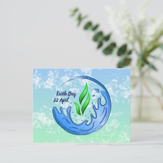 Earth Day 2025 Unser Power Unser Planet-Wappen Postkarte (Stehend Vorderseite)