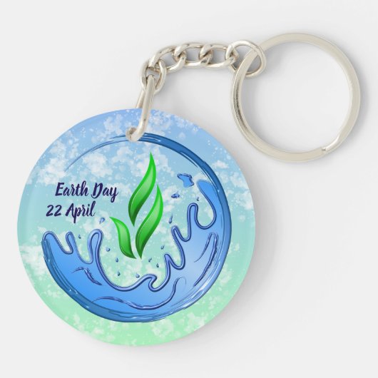 Earth Day 2025 Unser Power Unser Planet-Wappen Schlüsselanhänger (Rückseite)