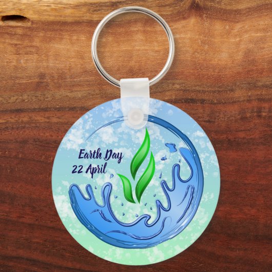 Earth Day 2025 Unser Power Unser Planet-Wappen Schlüsselanhänger (Rückseite)