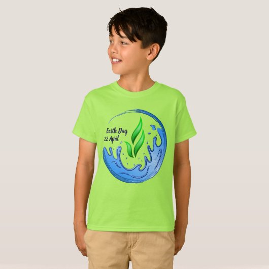 Earth Day 2025 Unser Power Unser Planet-Wappen T-Shirt (Vorne ganz)