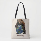 Earth Day Bär umarmt Planet Design Tasche (Vorderseite)