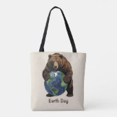 Earth Day Bär umarmt Planet Design Tasche (Rückseite)