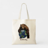 Earth Day Bear Hugging Planet Design  Tragetasche (Rückseite)