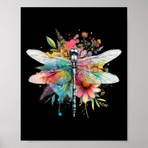 Earth Day Beautiful Dragonfly Watercolor Art Insec Poster