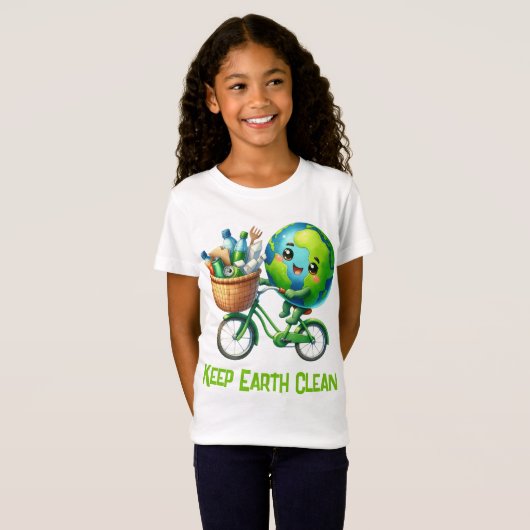 Earth Day Behalt Earth Clean Planet Bicycle T-Shirt (Vorne ganz)