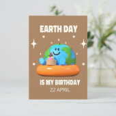 Earth Day Birthday 22 April Einladung (Stehend Vorderseite)