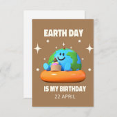 Earth Day Birthday 22 April Einladung (Vorne/Hinten)