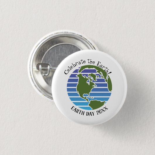 Earth Day Blue Green Globe Map Planet Button (Vorne & Hinten)