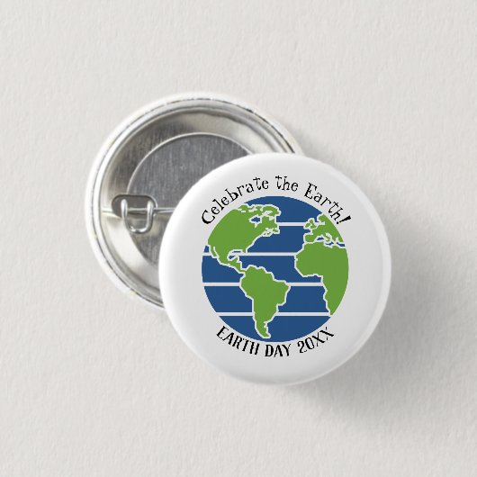 Earth Day Blue Green Globe Map Planet Button (Vorne & Hinten)