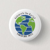 Earth Day Blue Green Globe Map Planet Button (Vorderseite)