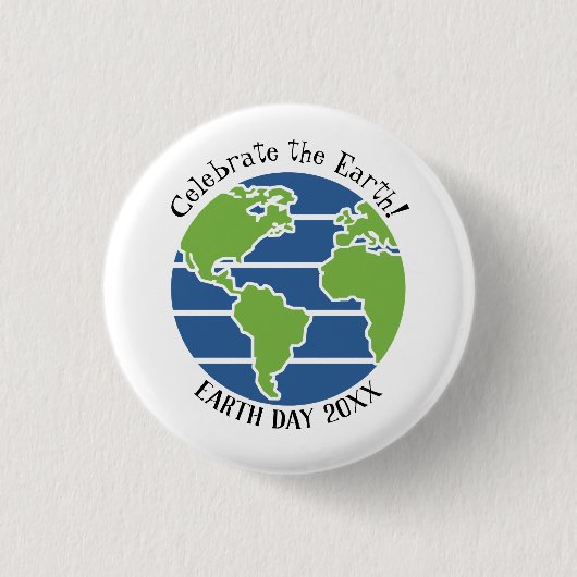 Earth Day Blue Green Globe Map Planet Button (Vorderseite)