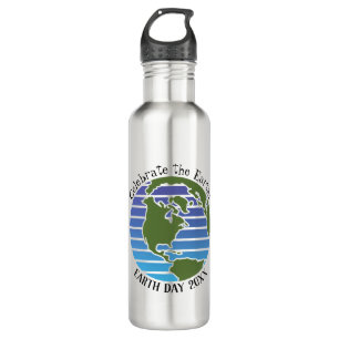 Earth Day Blue Green Globe Map Planet Edelstahlflasche