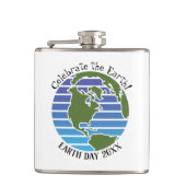 Earth Day Blue Green Globe Map Planet Flachmann (Vorderseite)