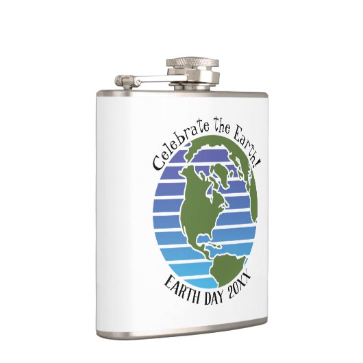 Earth Day Blue Green Globe Map Planet Flachmann (Rechts)