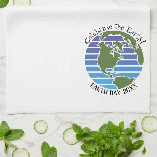 Earth Day Blue Green Globe Map Planet Geschirrtuch (Gefaltet)